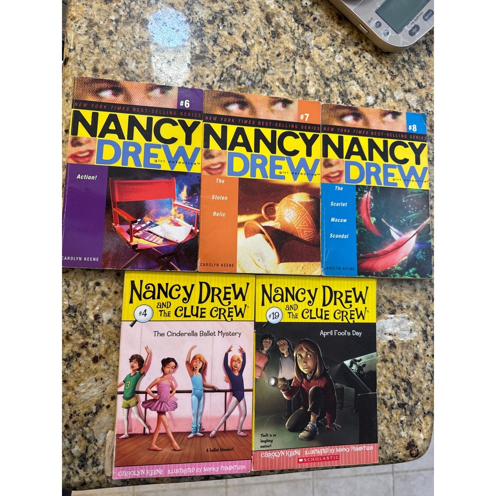 Nancy Drew Book Lot Girl Detective Clue Crew Carolyn Keene Paperback 5 Books